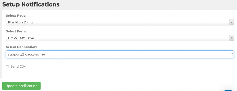 Associate a lead form to a LeadSync connection