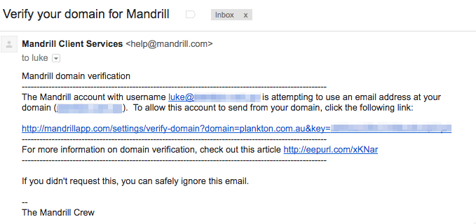 mandril varify email