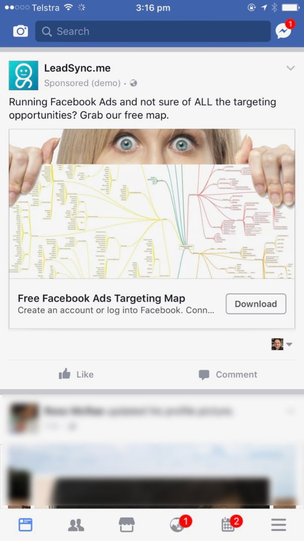 Facebook Lead Ad Example