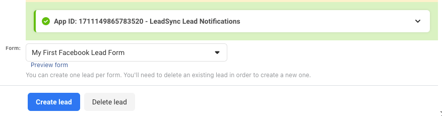 Select your Facebook lead form