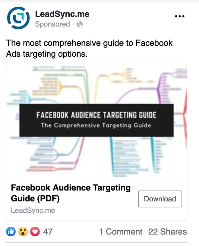 Facebook Lead Ad example