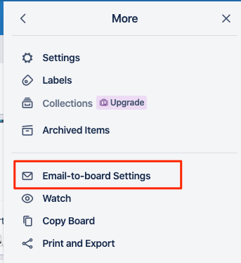 Trello Email to board settings