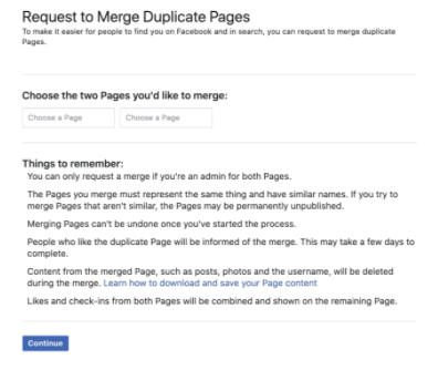 Merge Facebook Pages