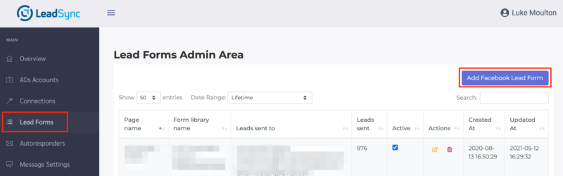 Add Facebook Lead Form to LeadSync