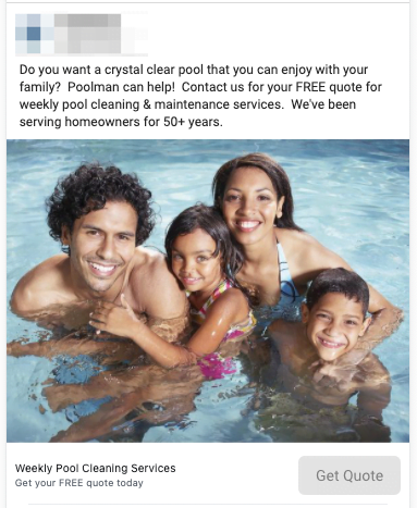 Pool Cleaning Lead Ad Example