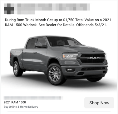 New Car Sales Lead Ad Example