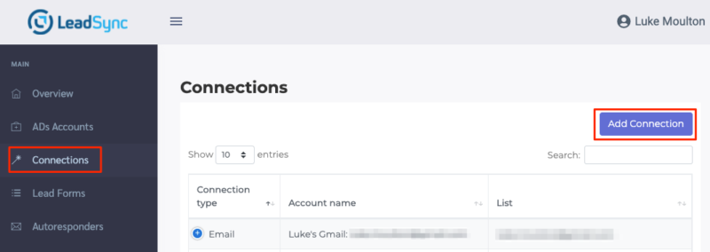 Add Google Sheets Connection to LeadSync