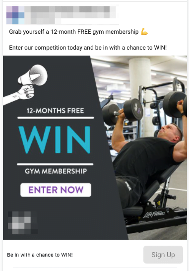 Gym Membership Lead Ad Example