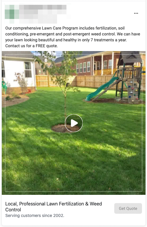 Lawn Care Lead Ad Example