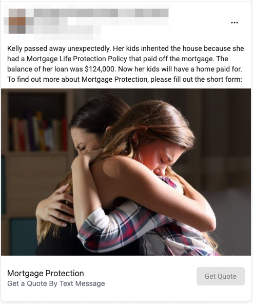 Mortgage Protection Lead Ad Example