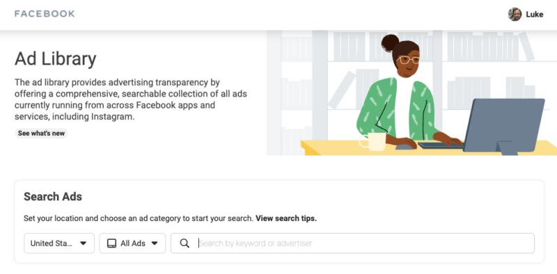 Facebook Ads Library Screenshot
