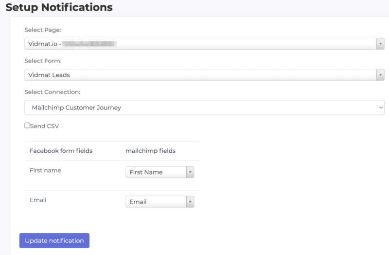 Connect your Facebook Lead form to your Customer Journey connection
