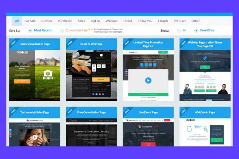 templates from leadpages