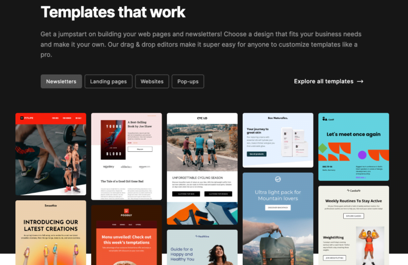 Mailerlite templates feature screenshot