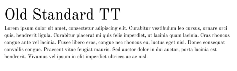 Old Standard TT font preview