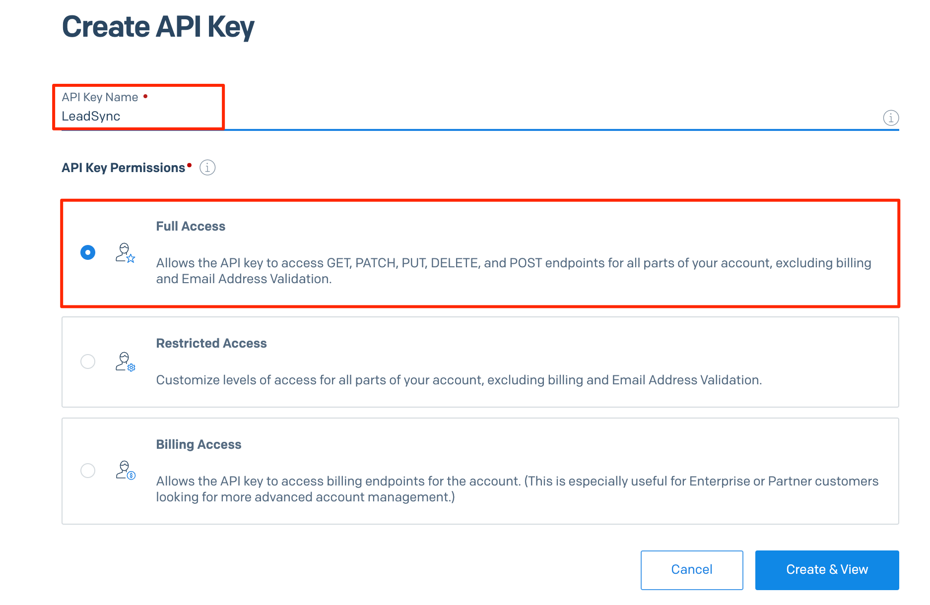 API Key details