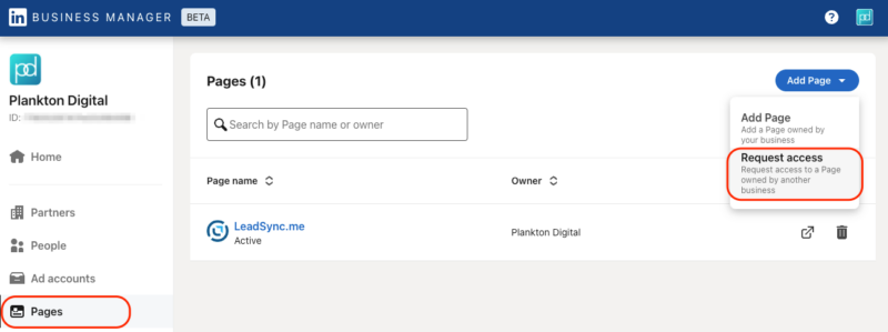How to request access to a client's LinkedIn Bussiness Page