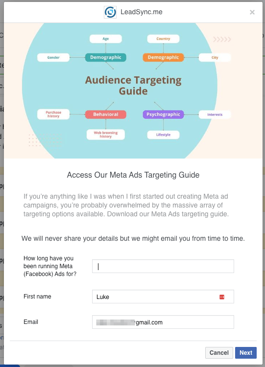 Meta lead form example