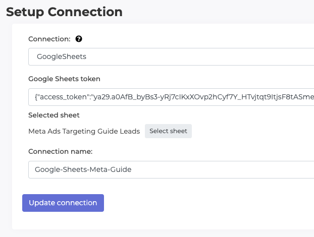 Setup Google Sheets connection