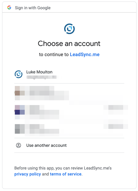 Choose your Google Account.